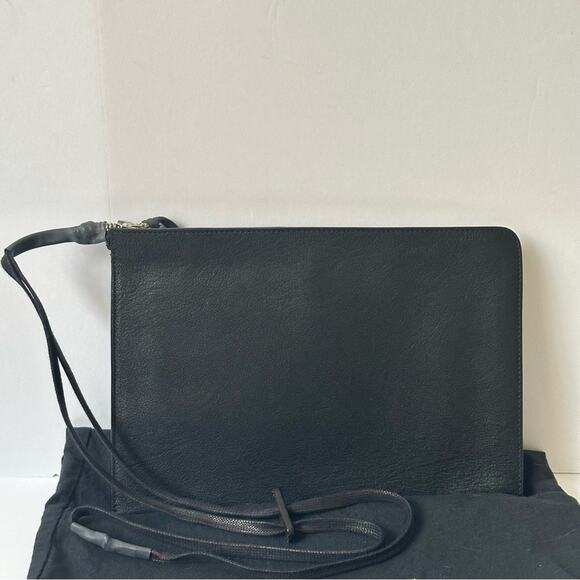 Boris Bidjan Saberi Zip-Around Wallet Bag Black Grained Leather - Picture 5 of 15